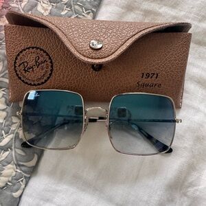 Ray-Ban 1971 Square Sunglasses with Blue Lenses